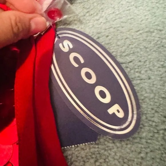 Red Sequin Sleeveless Top Scoop Women's Paillette Sequin Tank Top XS NWT - Picture 4 of 5